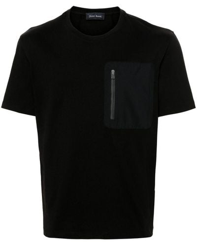 Herno T-Shirt mit Reißverschlusstasche - Schwarz
