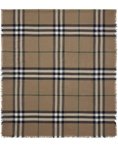 Burberry Raw-cut Checked Wool Scarf - Naturel