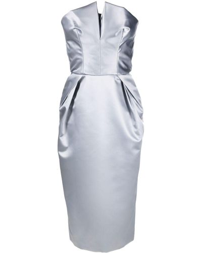 Maison Margiela Cintzed Satin Midi Dress - Blue