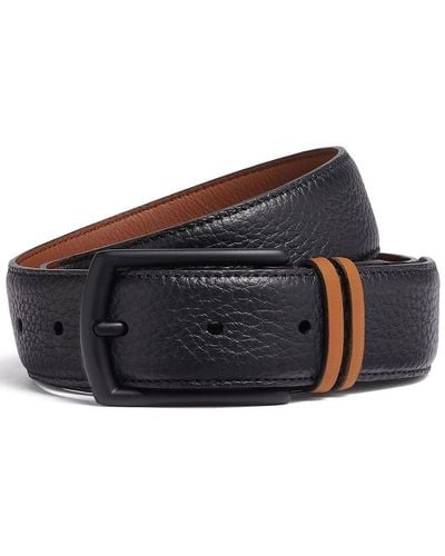 Zegna Stripe-detail Leather Belt - Blue