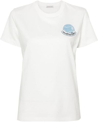 Moncler Logo-patch Organic-cotton T-shirt - White