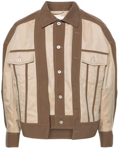 Feng Chen Wang Giacca-camicia con design color-block - Marrone