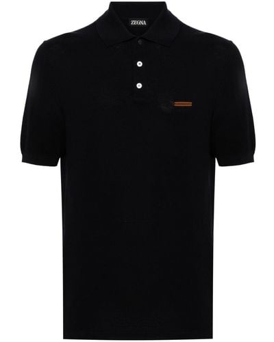 Zegna Cotton Piqué Polo Shirt - Black