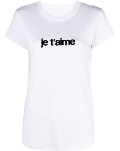 Zadig & Voltaire Woop Je T'Aime Flocked Text T-Shirt - White
