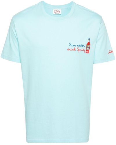 Mc2 Saint Barth X Aperol Logo-embroidered T-shirt - Blue