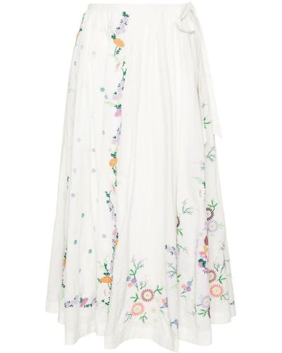 ALÉMAIS Willa Floral-embroidery Skirt - White