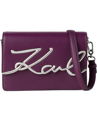 Karl Lagerfeld Logo-plaque Leather Shoulder Bag - Purple