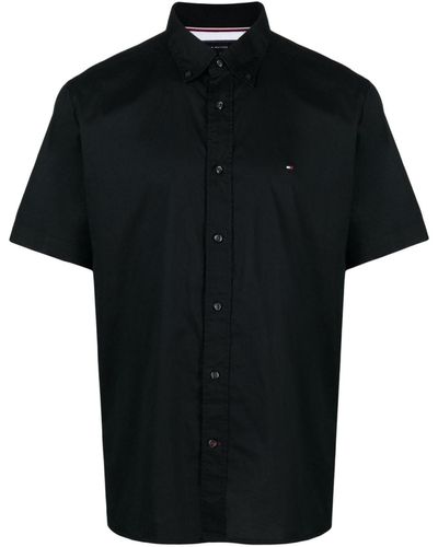 Tommy Hilfiger Logo-embroidered Cotton Shirt - Black