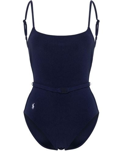 Polo Ralph Lauren Terry-cloth Belted Swimsuit - Blue