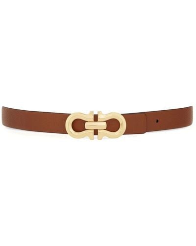 Ferragamo Reversible Gancini Leather Belt - Brown