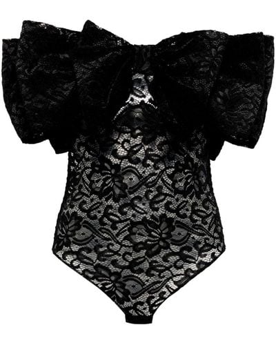 ROTATE BIRGER CHRISTENSEN Bow-detailing Lace Body - Black