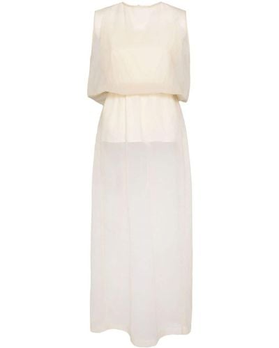 Uma Wang Layered semi-sheer maxi dress - Bianco