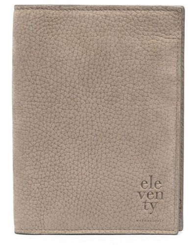 Eleventy Logo-debossed Bi-fold Leather Wallet - Brown