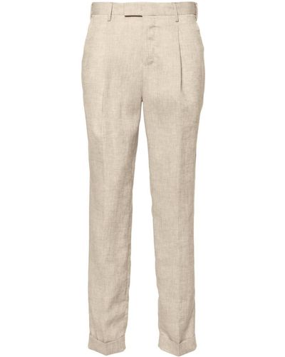 PT Torino Master Linen Tailored Trousers - Natural