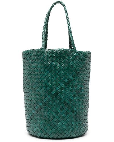 Dragon Diffusion Jacky Interwoven Leather Bucket Bag - Green