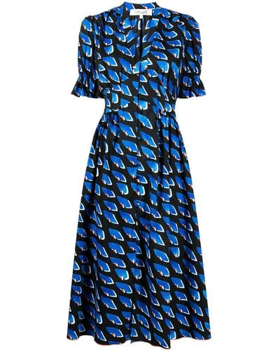 Diane von Furstenberg Erica Short-sleeve Midi Dress - Blue