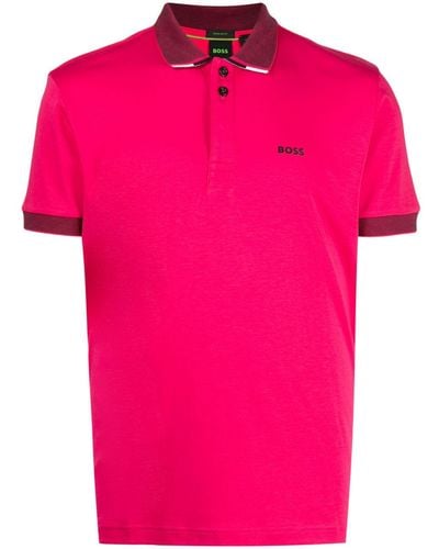 BOSS Paddy 1 Poloshirt mit Logo-Print - Pink