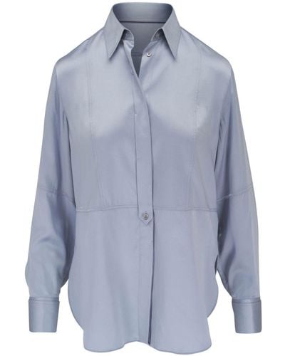 Brunello Cucinelli Concealed-fastening Curved-hem Shirt - Blue