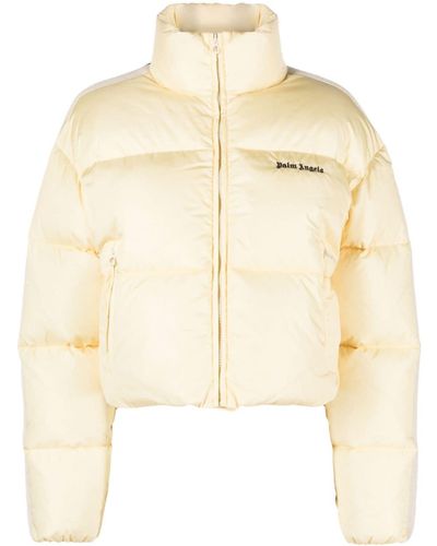 Palm Angels Logo-Embroidered Puffer Jacket - Natural