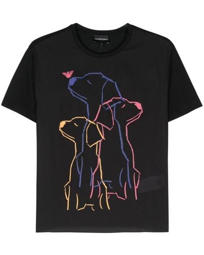 Emporio Armani Graphic-print panelled T-shirt - Schwarz