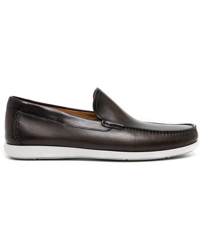 Magnanni Leather Slip-on Loafers - Black