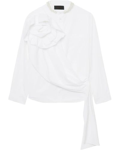 Simone Rocha Floral-appliquéd Cotton Shirt - White