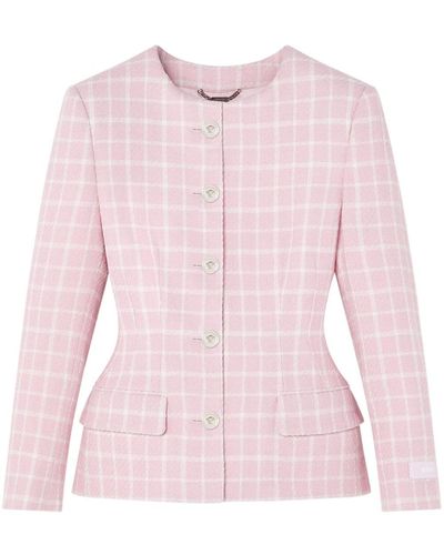 Versace Check-print Flared Jacket - Pink