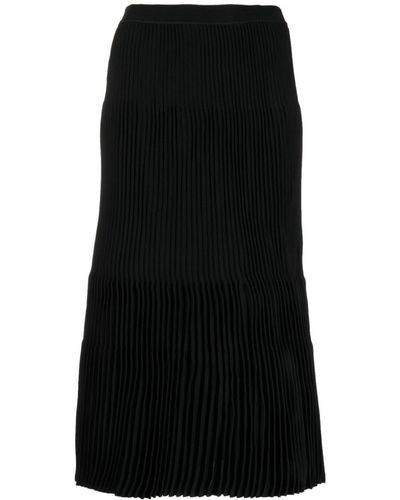 JNBY Ribbed-knit Mid-length Skirt - Black