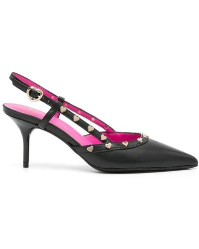 Love Moschino 85mm Sling Back Leather Pumps - Pink