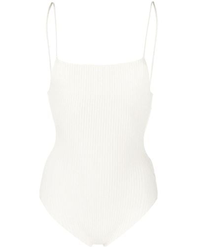 Aeron Ribbed-knit Sleeveless Bodysuit - White
