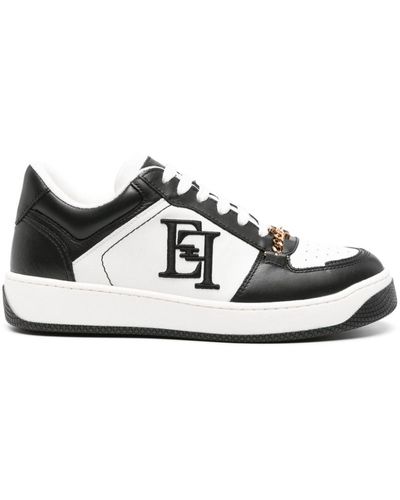 Elisabetta Franchi Logo-embroidered Leather Trainers - White