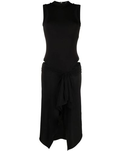 The Attico Asymmetric Cut-out Jersey Dress - Black