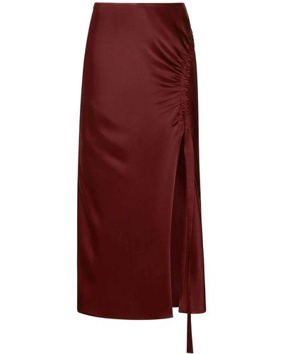 LAPOINTE Draped Front-slit Skirt - Red