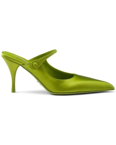 Prada Mules con cierre de botón lateral - Verde