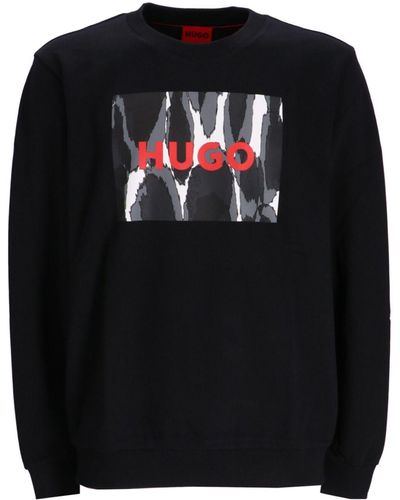 HUGO Logo-print Cotton Sweatshirt - Black