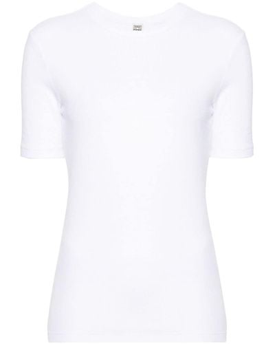 Totême Geripptes T-Shirt - Weiß