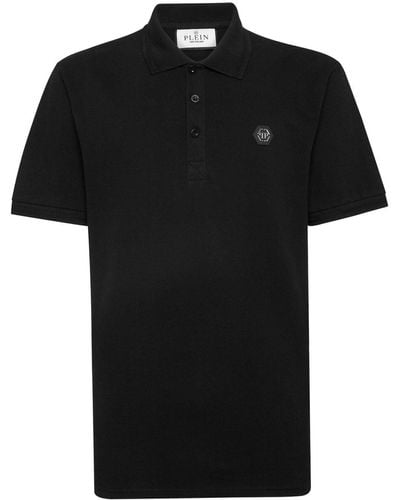 Philipp Plein Gothic Plein Cotton Polo Shirt - Black