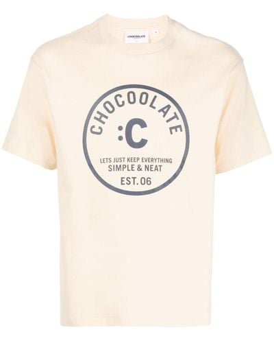 Chocoolate Logo-print Cotton T-shirt - Natural