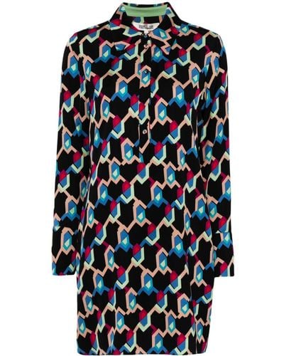 Diane von Furstenberg Kleid mit geometrischem Print - Blau