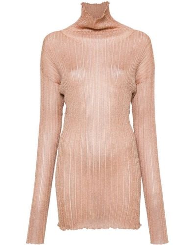 Fabiana Filippi Lurex-detailed Ribbed-knit Dress - Pink