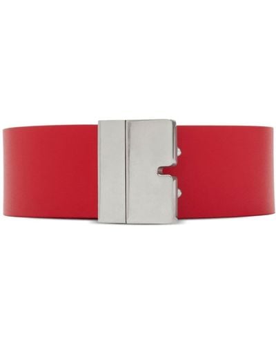 Burberry B Cut Leather Belt - Red