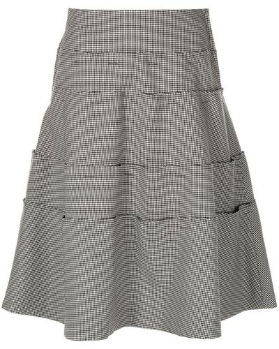 Comme des Garçons Check-print Wool A-line Skirt - Grey