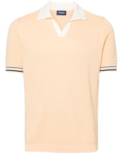 Drumohr Waffle-knit Cotton Polo Shirt - Natural