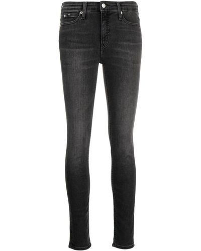 Calvin Klein Mid Waist Skinny Jeans - Zwart