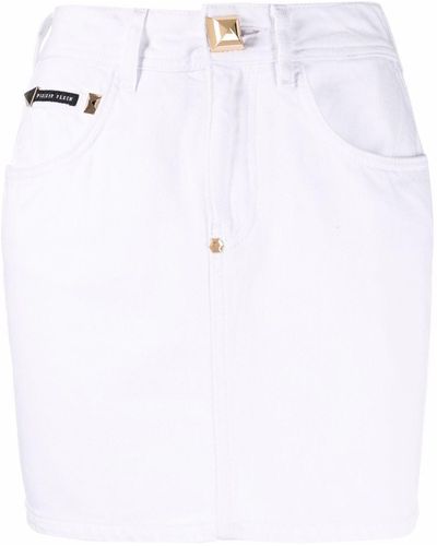 Philipp Plein Denim Mini Skirt - White