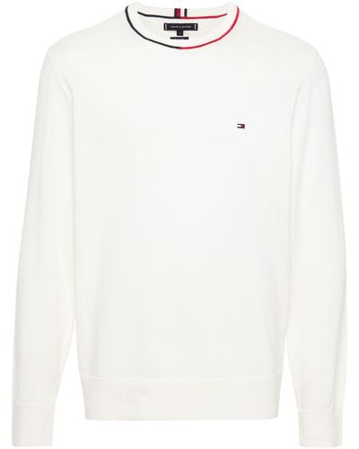 Tommy Hilfiger Embroidered-logo fine-knit jumper - Weiß
