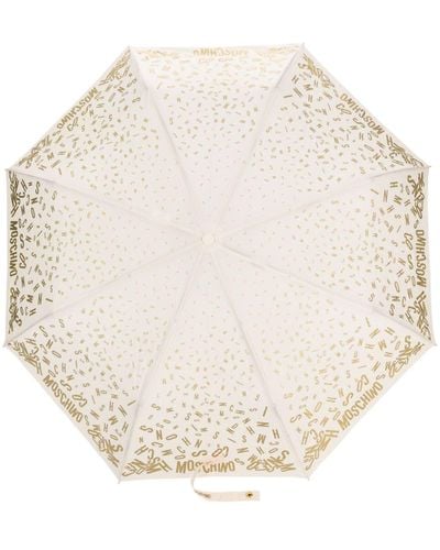 Moschino Faltbarer Regenschirm mit Logo-Print - Natur