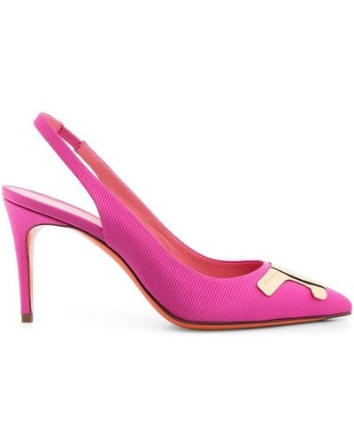 Santoni Ribbed-finish 90mm Pumps - Pink