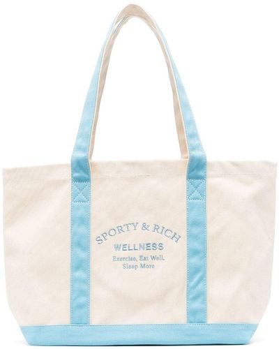 Sporty & Rich Embroidered-logo Tote Bag - Blue
