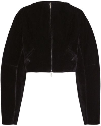 Ferragamo Textured-finish Round-neck Jacket - Black